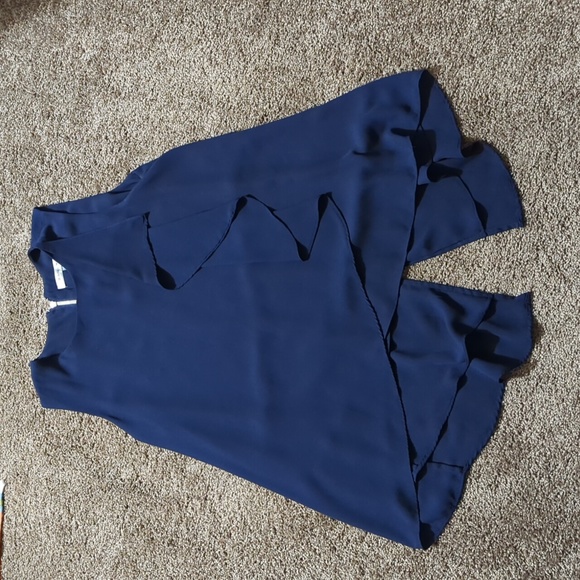 Flowy Long Navy Tunic Shirt - Picture 1 of 3